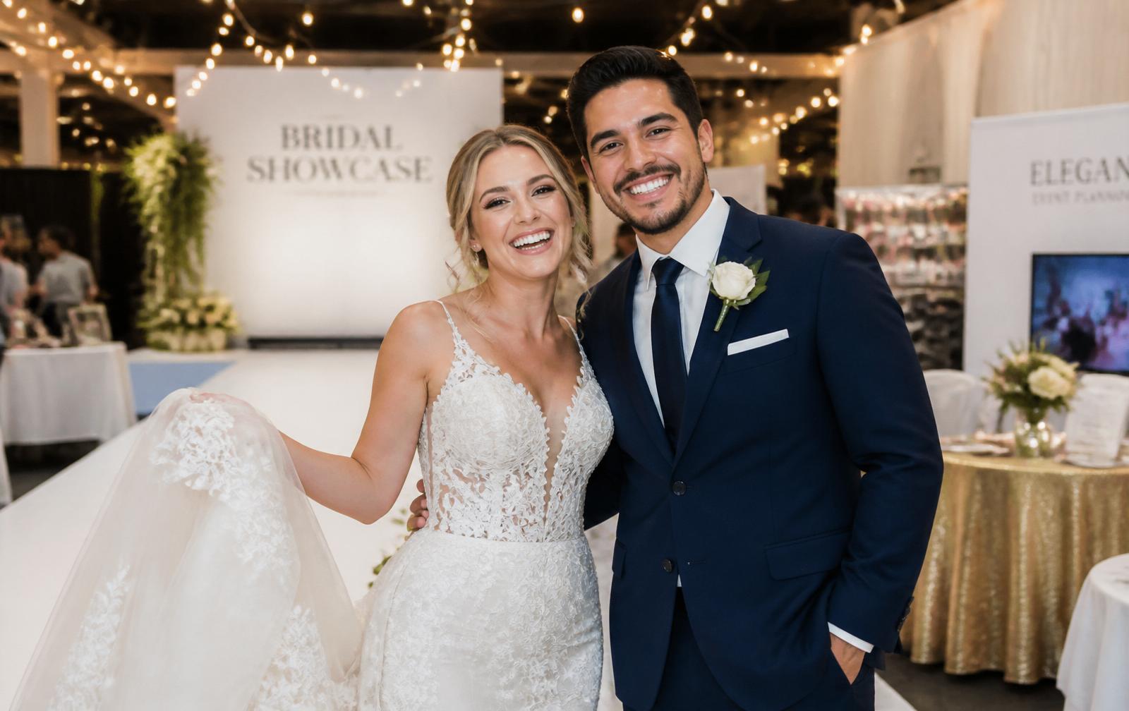 Happy smiling bride with her husband at the Happy Bride Orlando Bridal Showcase